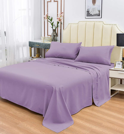 Rayon Bamboo Sheets Set California King Lavender Sheets Deep Pocket 4 Piece