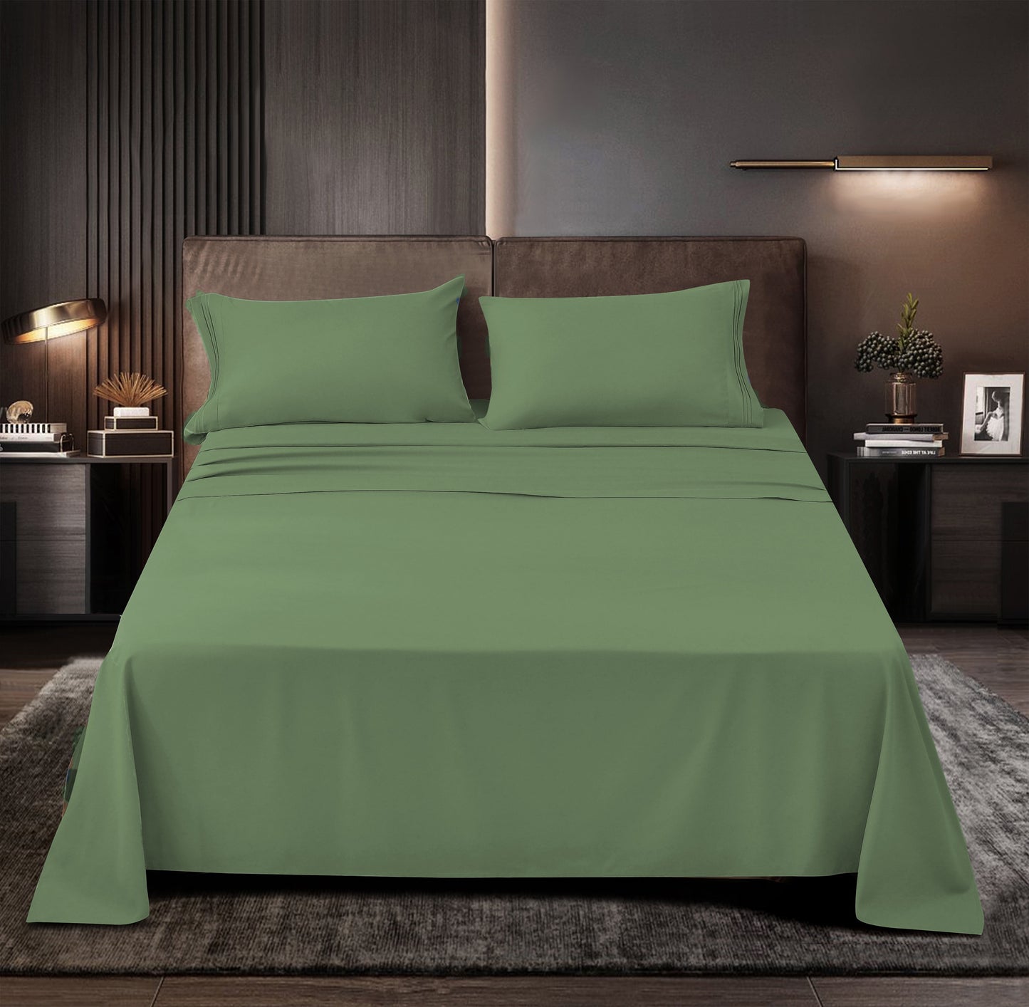 Rayon Bamboo Sheets Set Queen Sage Green Sheets Deep Pocket 4 Piece
