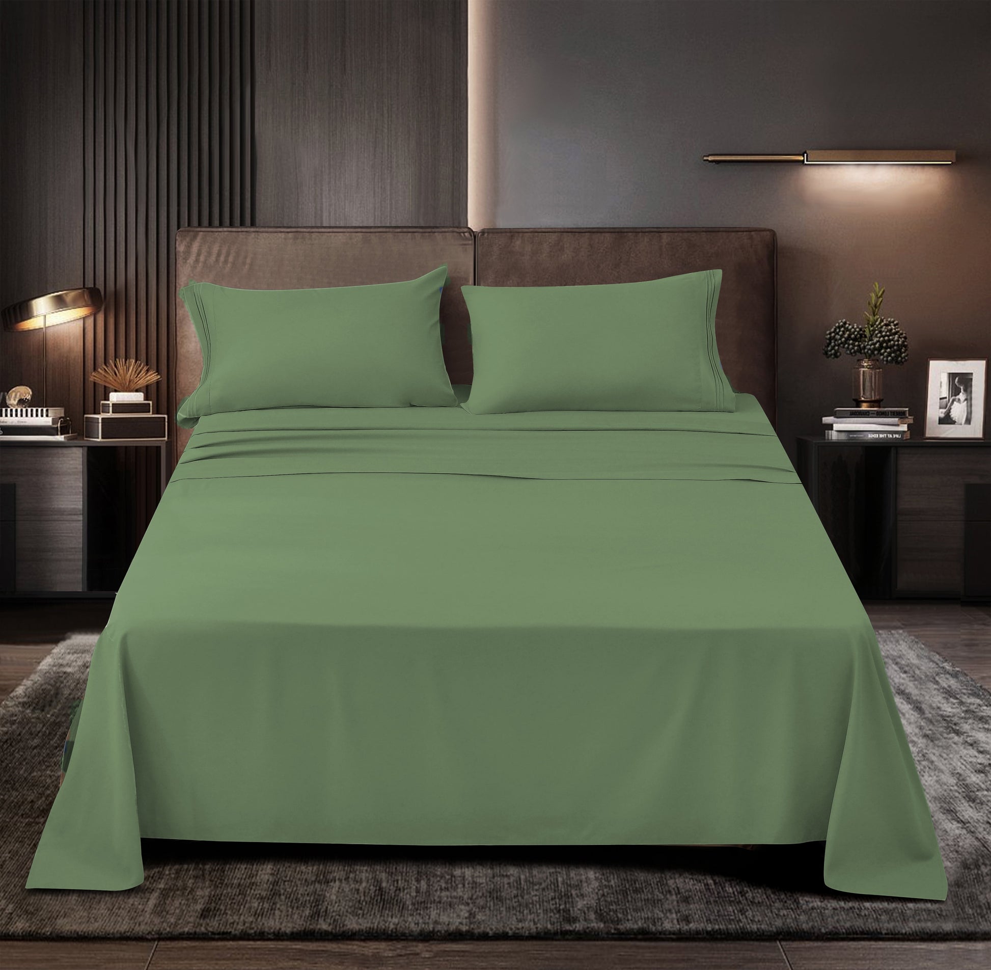 Rayon Bamboo Sheets Set Queen Sage Green Sheets Deep Pocket 4 Piece