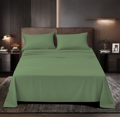 Rayon Bamboo Sheets Set Queen Sage Green Sheets Deep Pocket 4 Piece