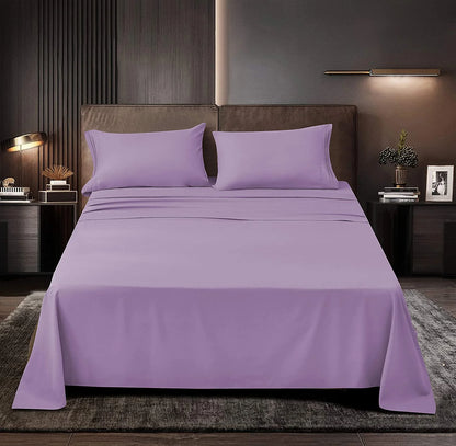 Rayon Bamboo Sheets Set California King Lavender Sheets Deep Pocket 4 Piece
