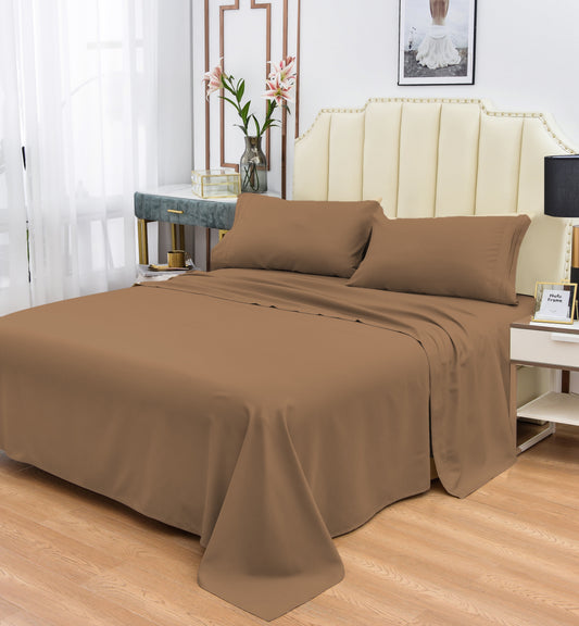 Rayon Bamboo Sheets Set California King Brown Sheets Deep Pocket 4 Piece