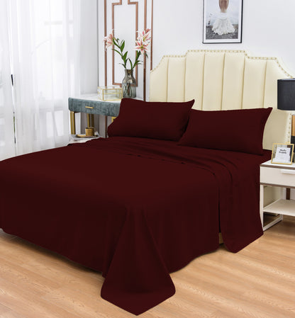 Rayon Bamboo Sheets Set Full Burgundy Sheets Deep Pocket 4 Piece
