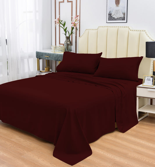 Rayon Bamboo Sheets Set Full Burgundy Sheets Deep Pocket 4 Piece
