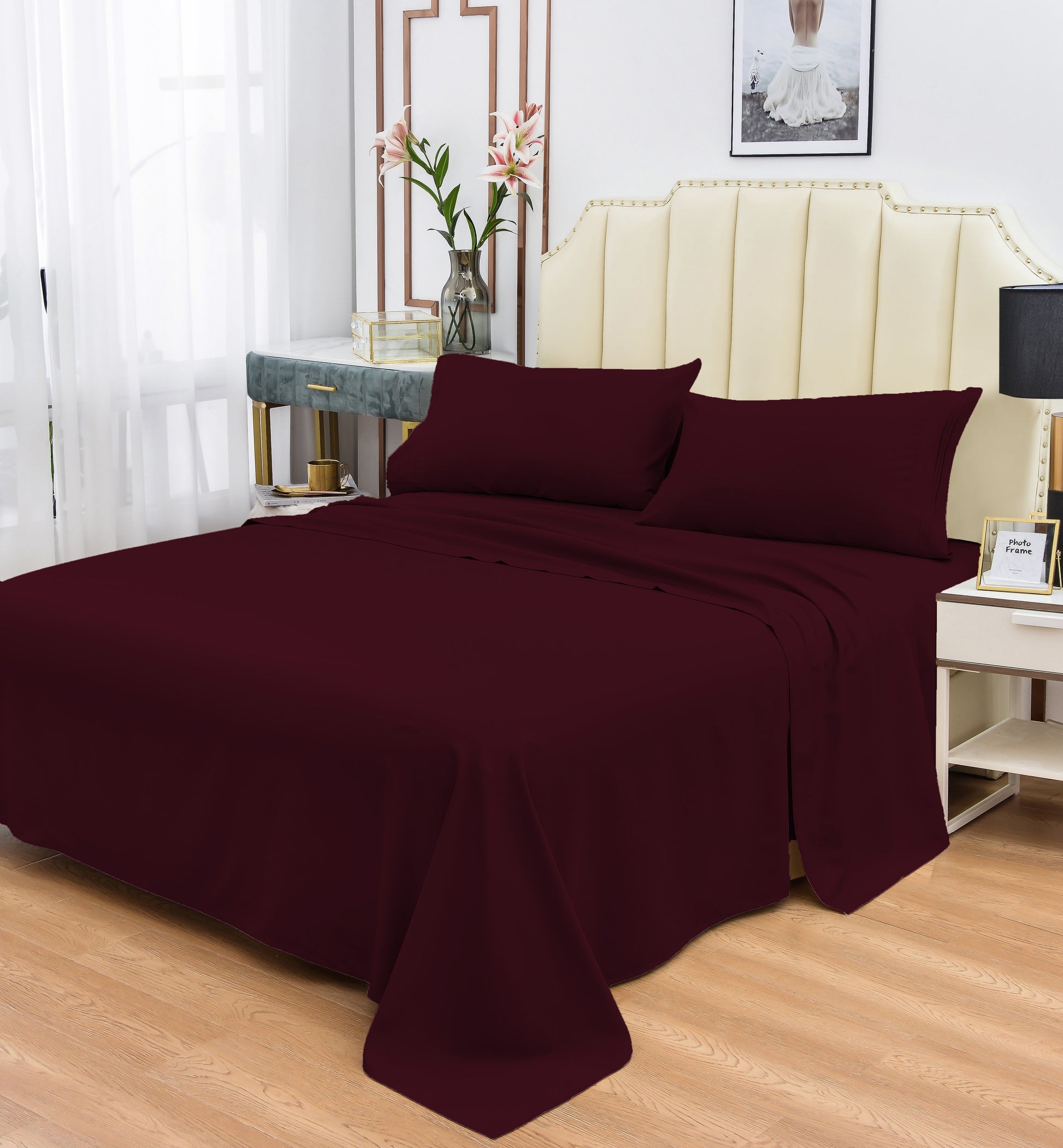 Rayon Bamboo Sheets Set Split King Eggplant Sheets Deep Pocket 5 Piece