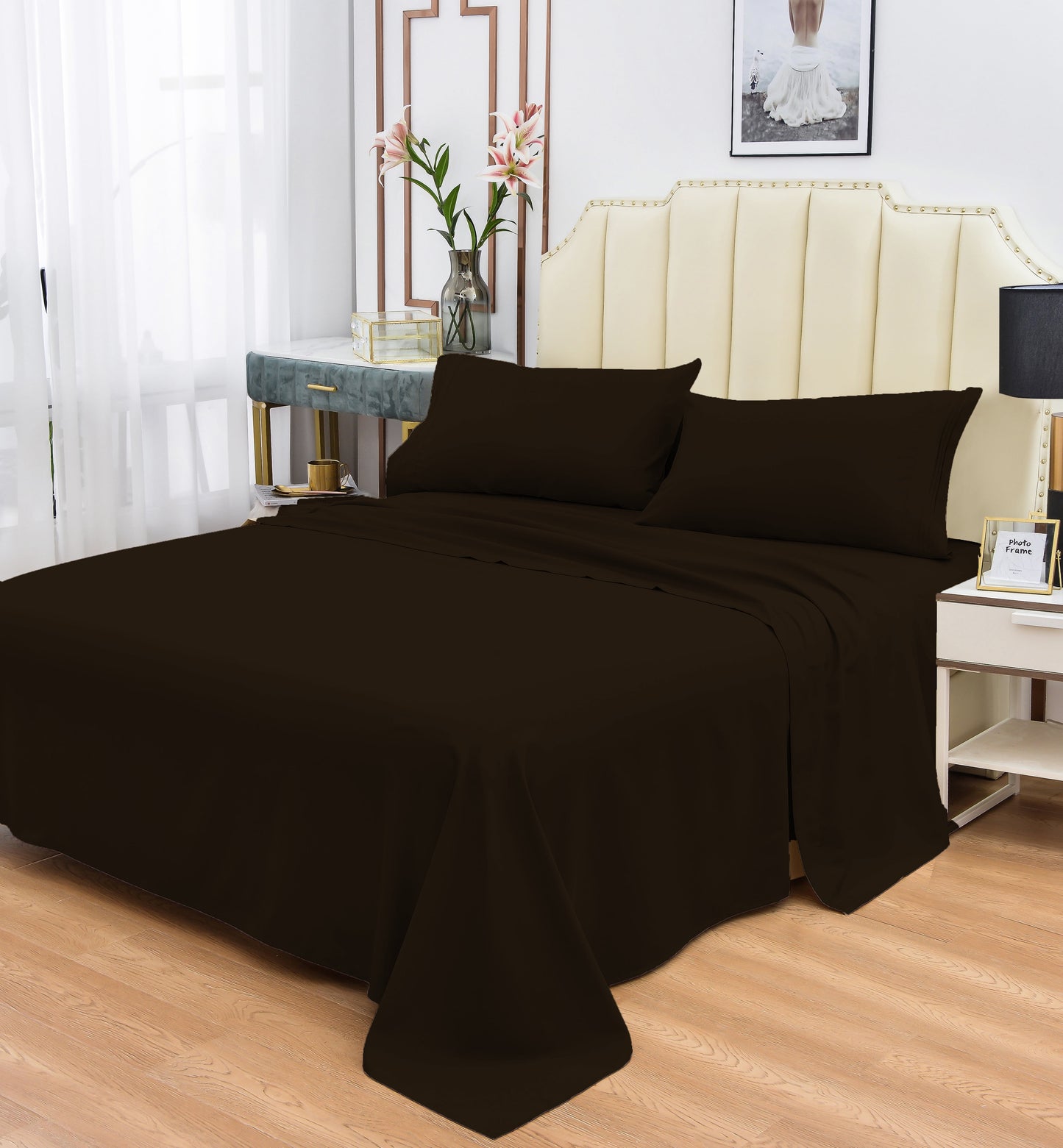 Rayon Bamboo Sheets Set Twin Coffee Sheets Deep Pocket 3 Piece