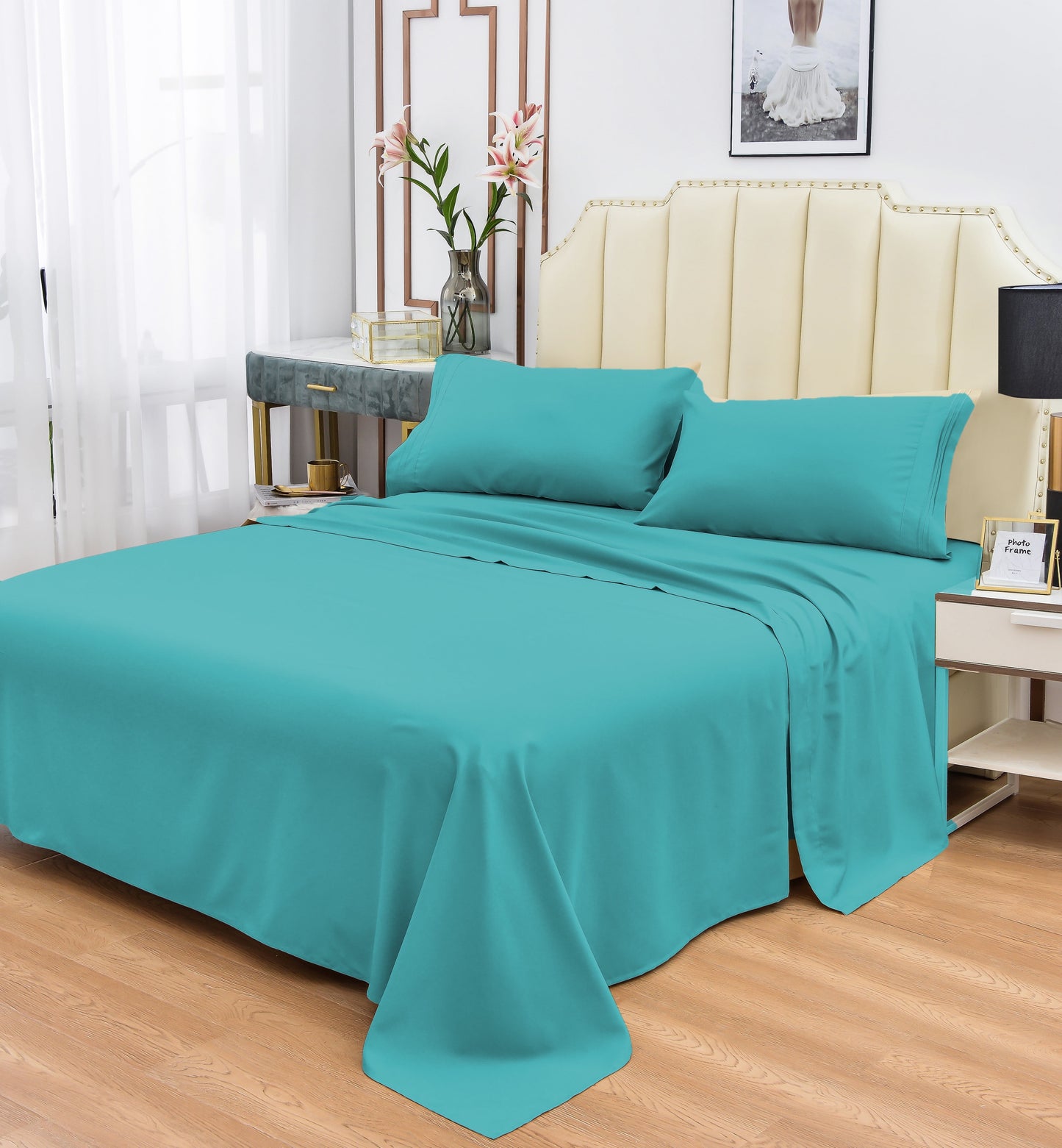 Rayon Bamboo Sheets Set Twin XL Teal Sheets Deep Pocket 3 Piece