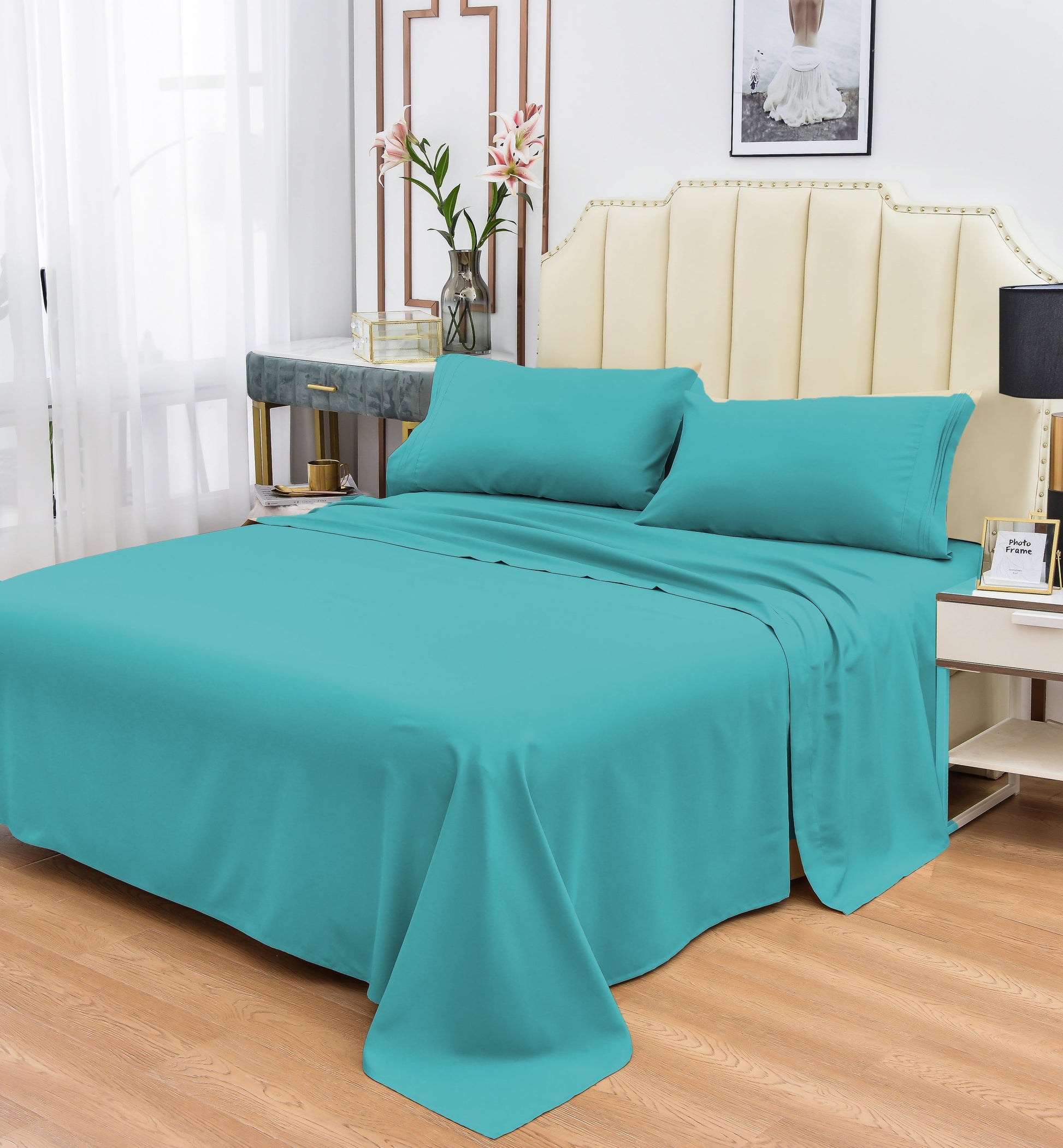Rayon Bamboo Sheets Set Twin XL Teal Sheets Deep Pocket 3 Piece