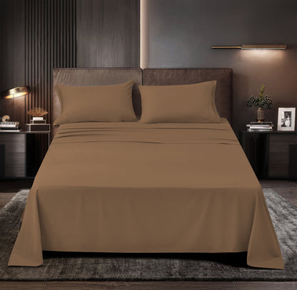 Rayon Bamboo Sheets Set California King Brown Sheets Deep Pocket 4 Piece