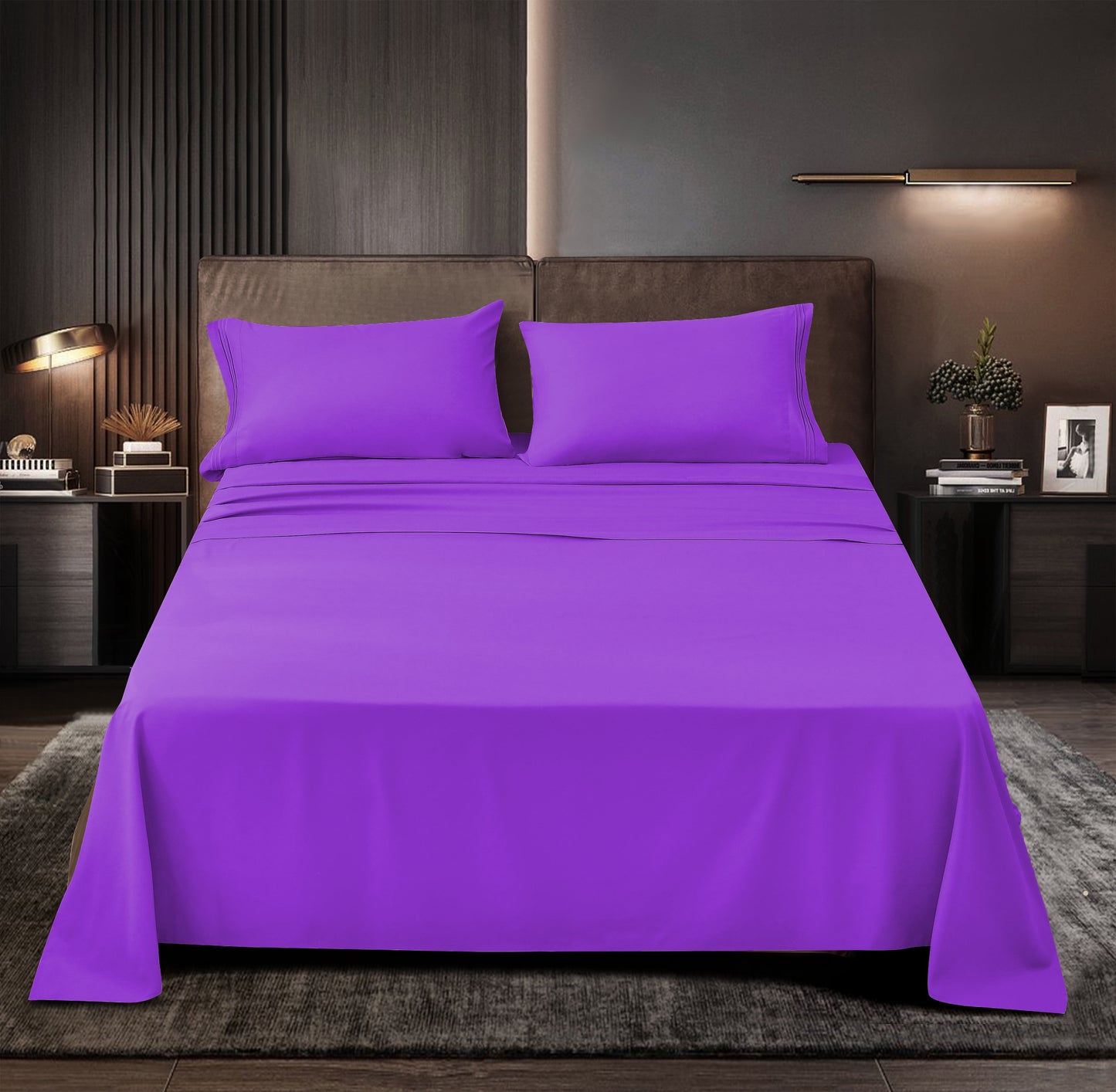Rayon Bamboo Sheets Set Split King Violet Sheets Deep Pocket 5 Piece