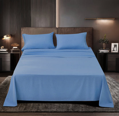 Rayon Bamboo Sheets Set King Blue Sheets Deep Pocket 4 Piece
